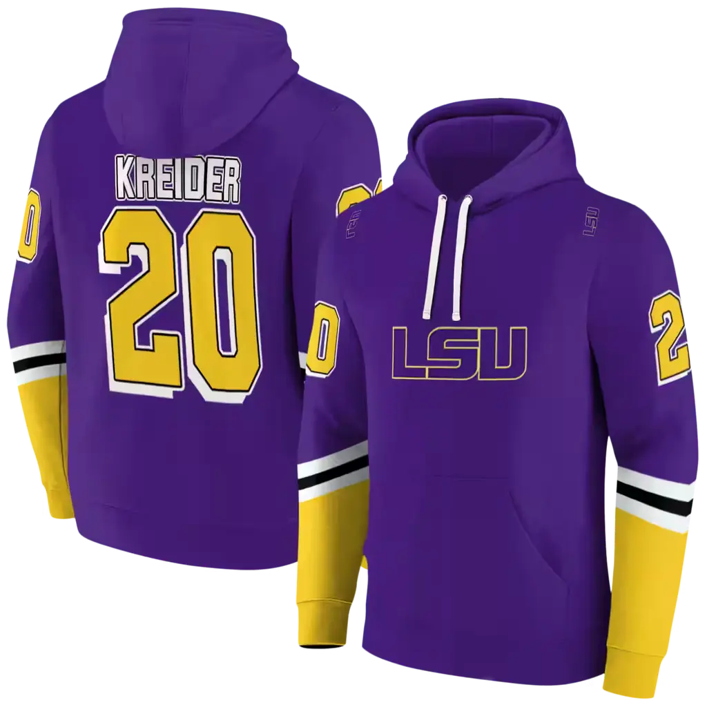 custom lsu tigers striped sleeves purple hoodie fashion forward custom lsu tigers striped sleeves purple hoodie fashion forward