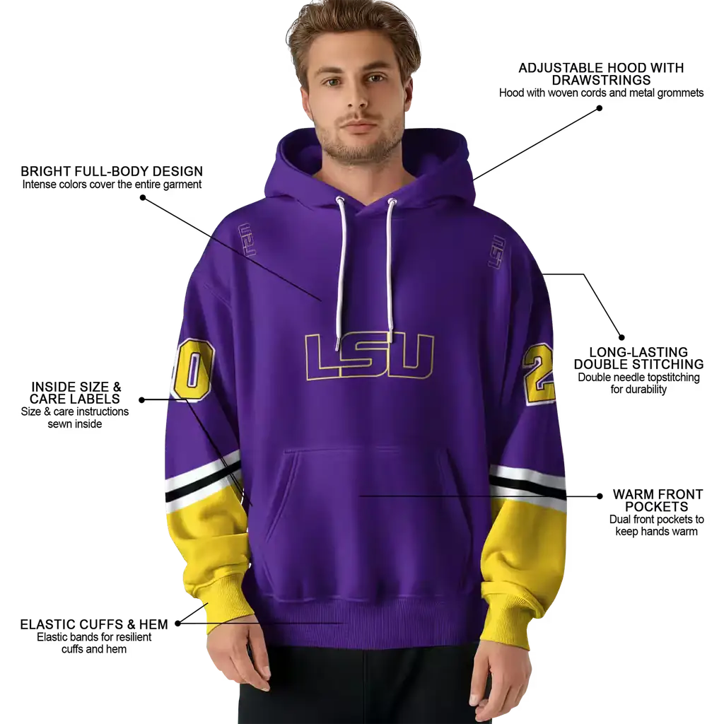 custom lsu tigers striped sleeves purple hoodie latest model custom lsu tigers striped sleeves purple hoodie latest model