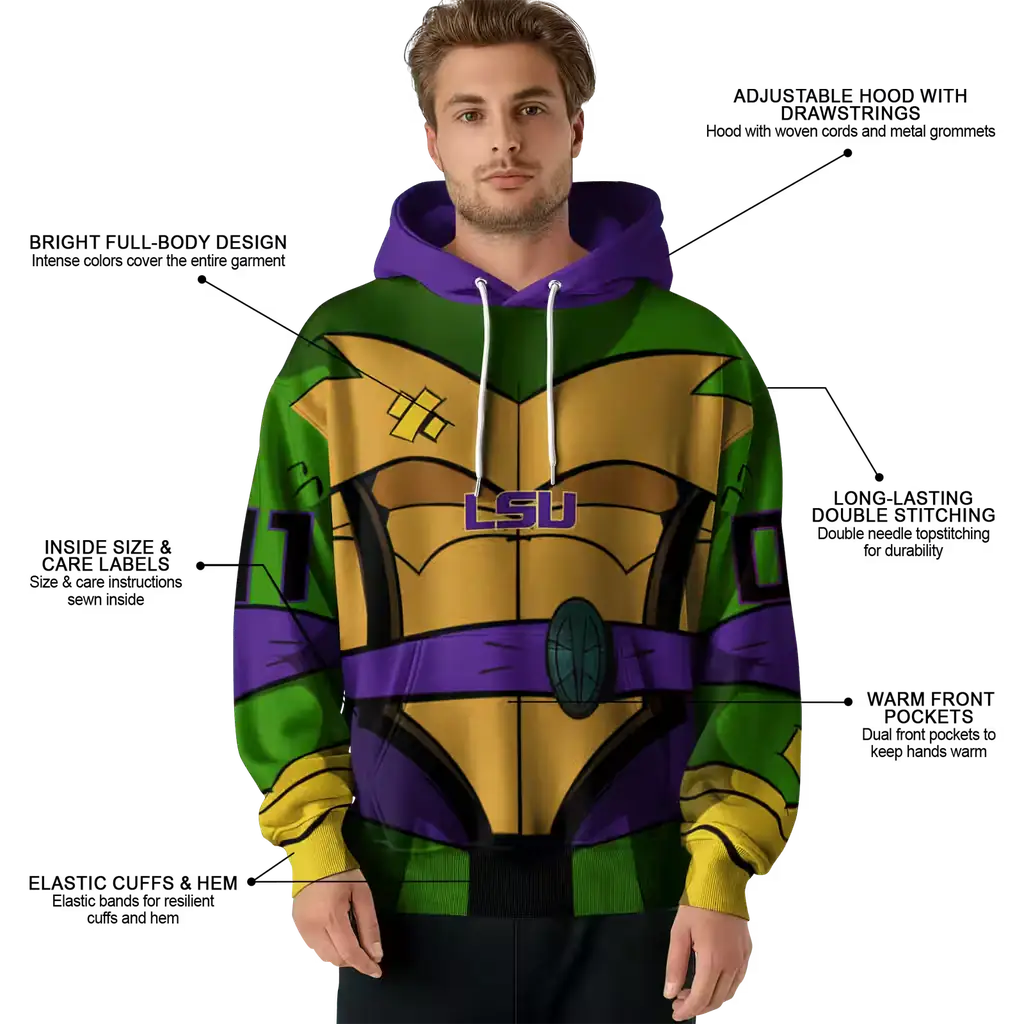 custom lsu tigers superhero armor purple green hoodie latest model custom lsu tigers superhero armor purple green hoodie latest model