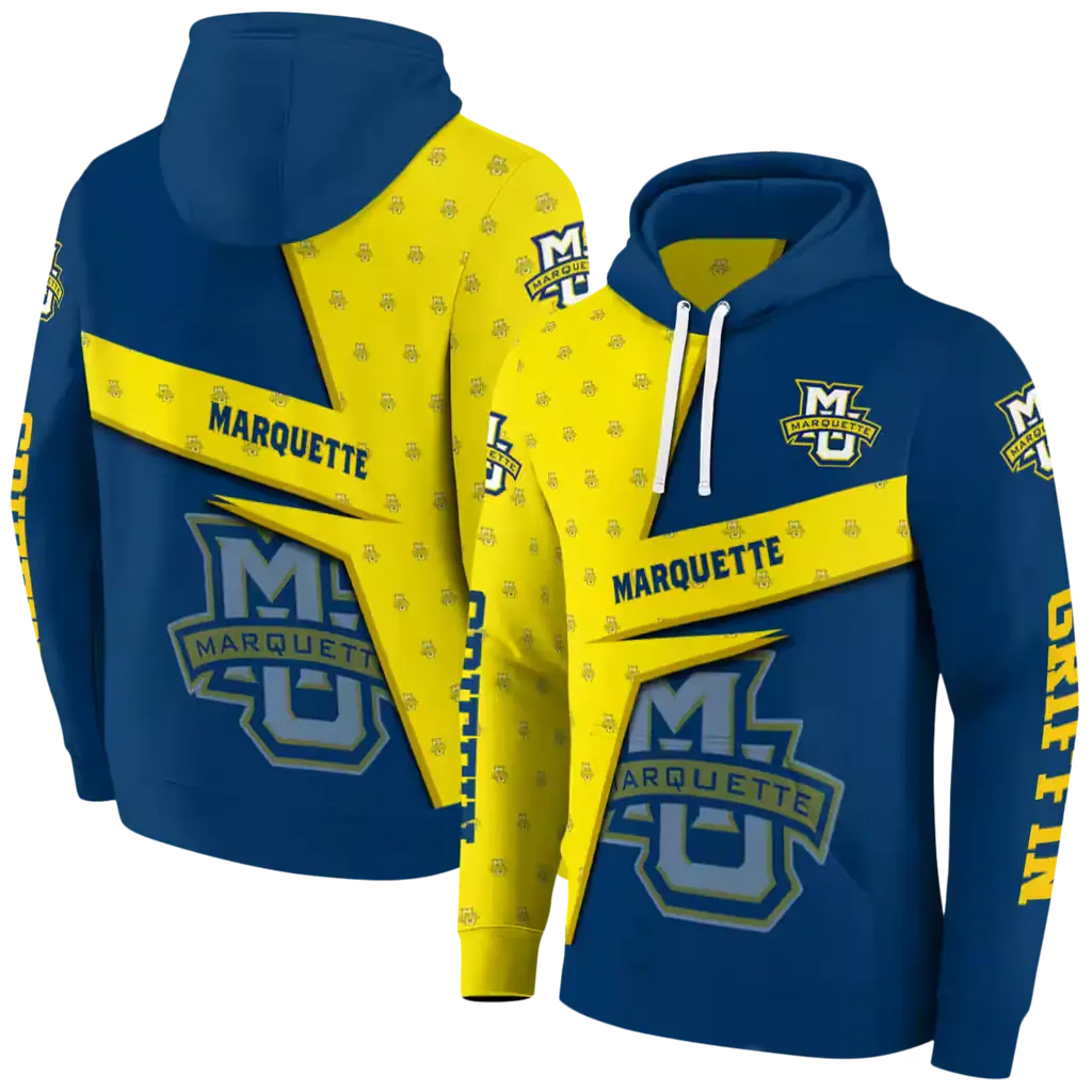 custom marquette golden eagles abstract shape blue hoodie fashion forward custom marquette golden eagles abstract shape blue hoodie fashion forward