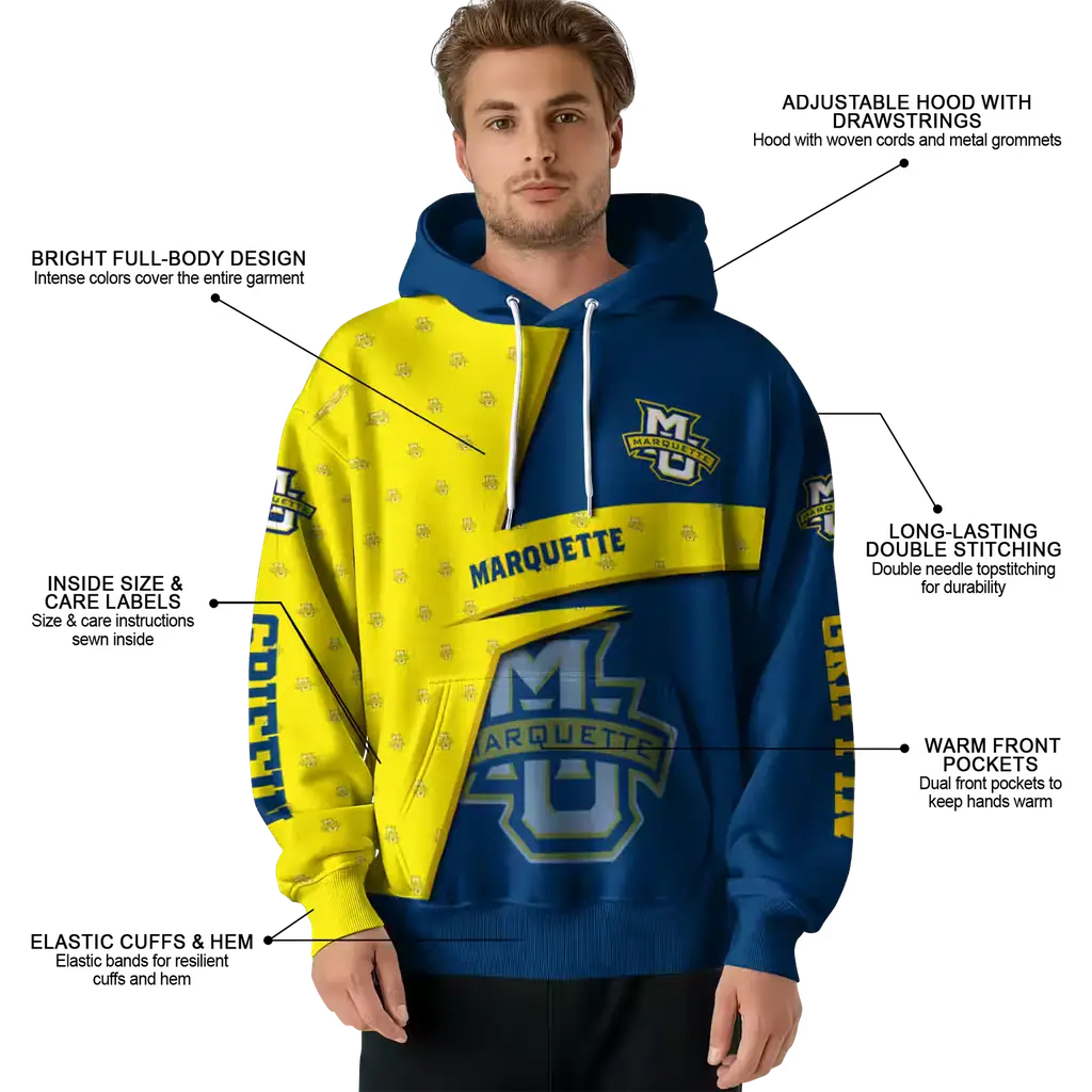 custom marquette golden eagles abstract shape blue hoodie latest model custom marquette golden eagles abstract shape blue hoodie latest model