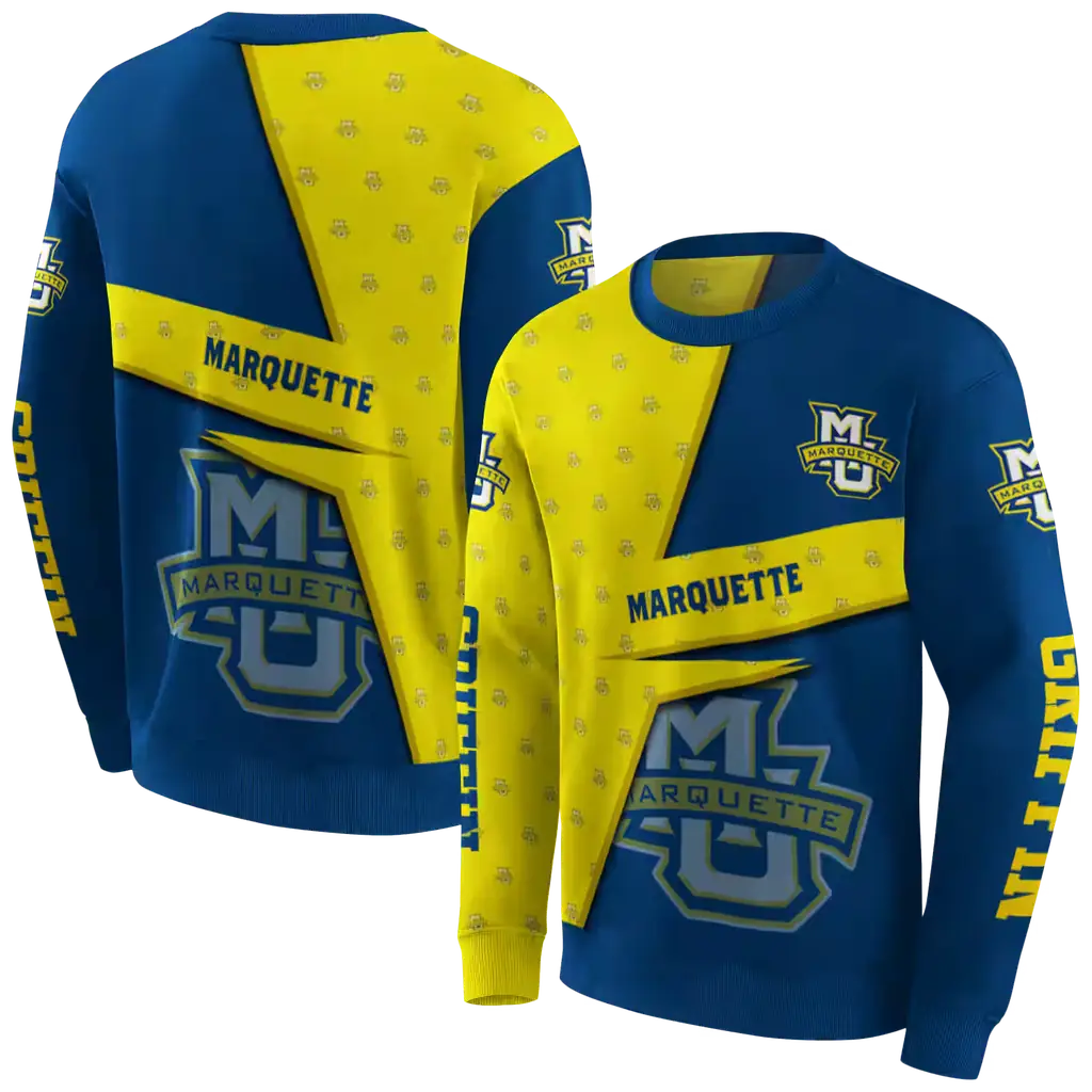 custom marquette golden eagles abstract shape blue hoodie premium grade custom marquette golden eagles abstract shape blue hoodie premium grade