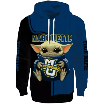 custom marquette golden eagles baby yoda blue black hoodie best selling