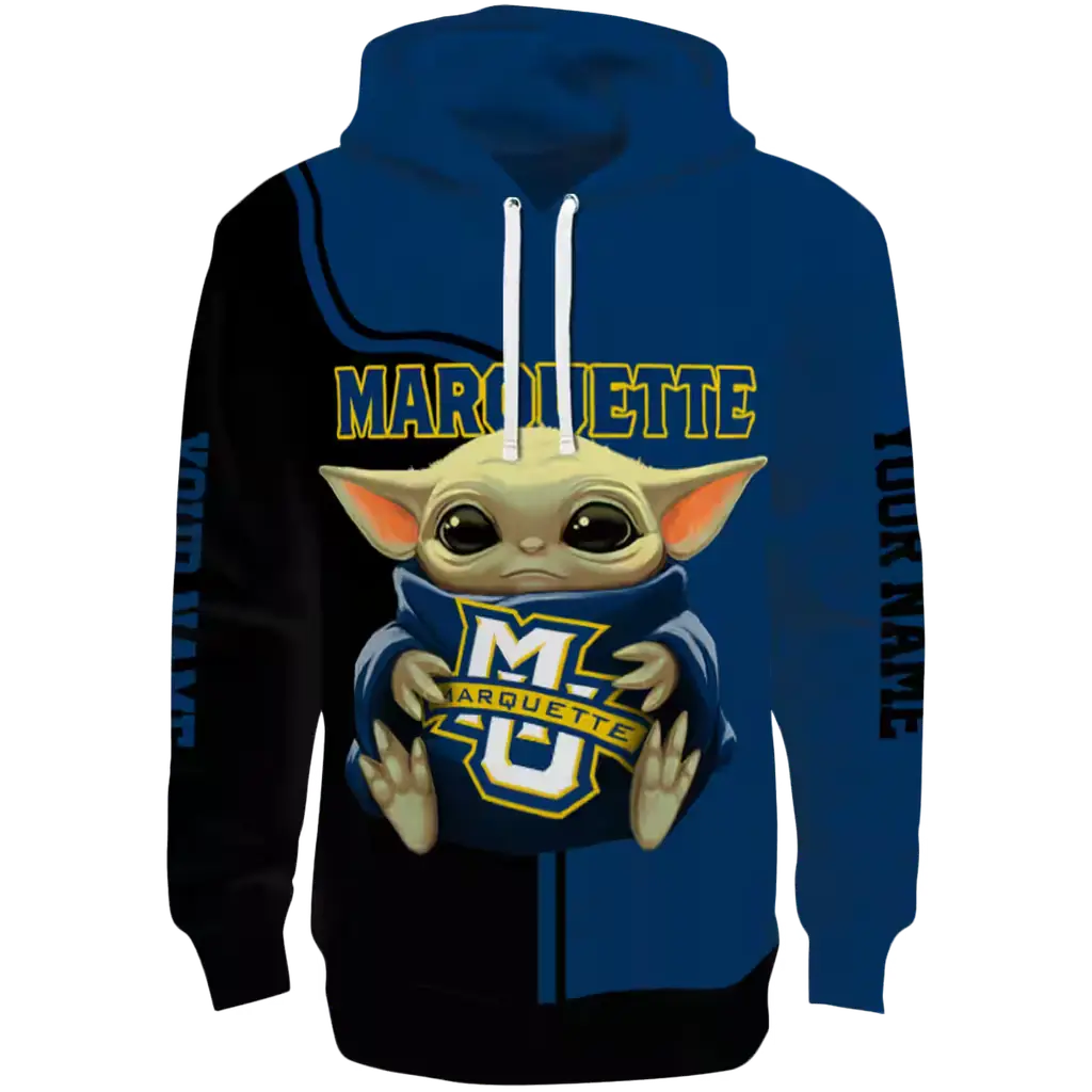 custom marquette golden eagles baby yoda blue black hoodie best selling custom marquette golden eagles baby yoda blue black hoodie best selling
