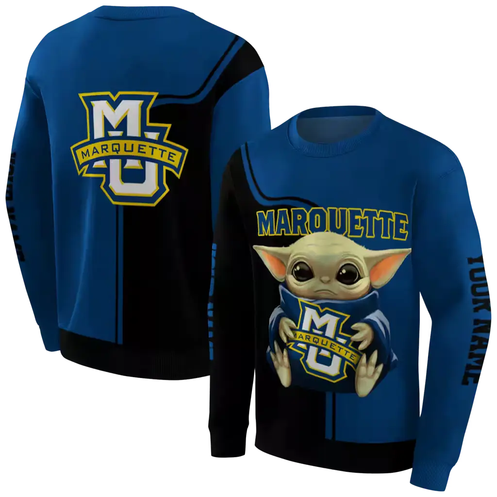 custom marquette golden eagles baby yoda blue black hoodie premium grade custom marquette golden eagles baby yoda blue black hoodie premium grade