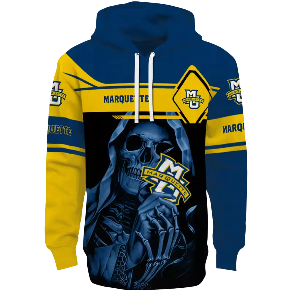 custom marquette golden eagles grim reaper blue black hoodie best selling custom marquette golden eagles grim reaper blue black hoodie best selling