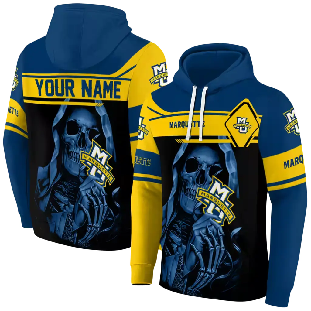 custom marquette golden eagles grim reaper blue black hoodie fashion forward custom marquette golden eagles grim reaper blue black hoodie fashion forward