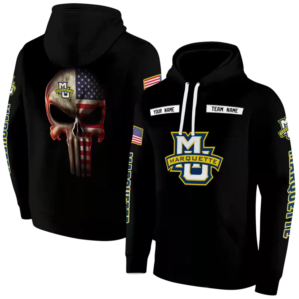 custom marquette golden eagles punisher skull black hoodie fashion forward custom marquette golden eagles punisher skull black hoodie fashion forward