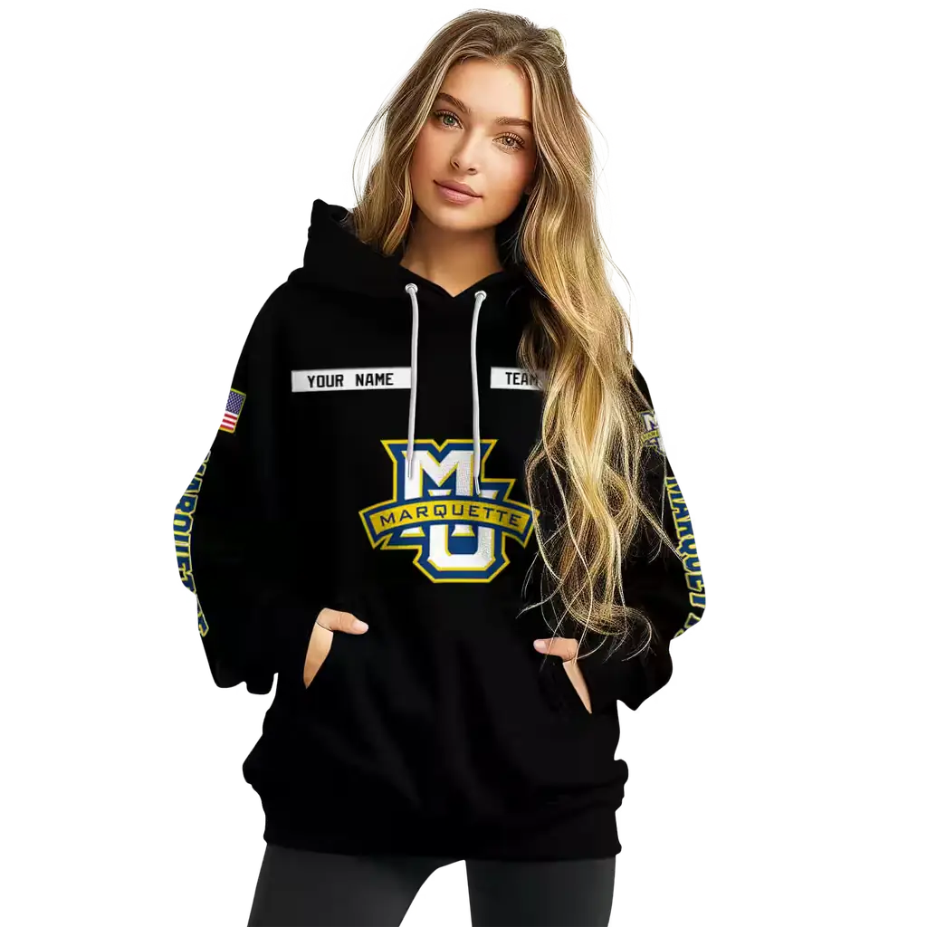 custom marquette golden eagles punisher skull black hoodie high quality custom marquette golden eagles punisher skull black hoodie high quality