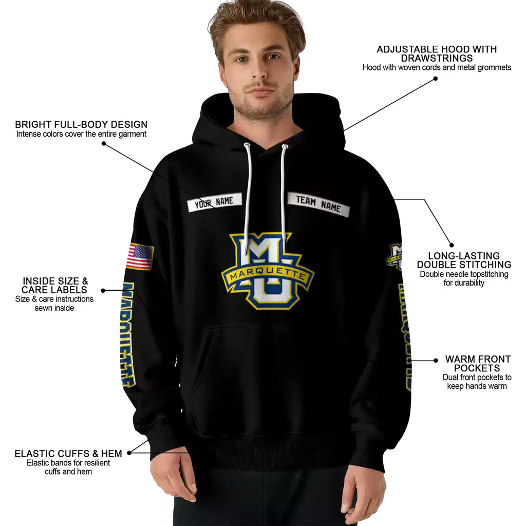 custom marquette golden eagles punisher skull black hoodie latest model custom marquette golden eagles punisher skull black hoodie latest model