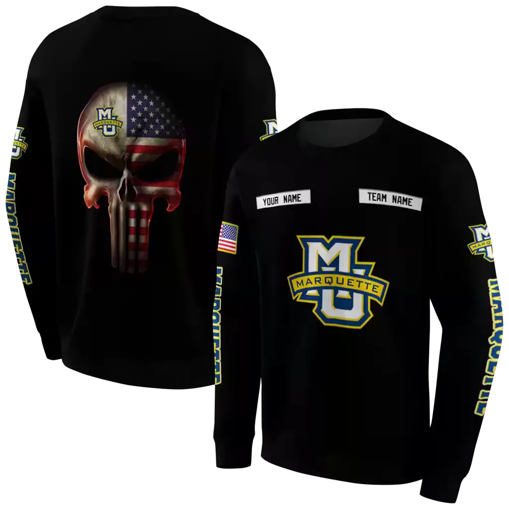custom marquette golden eagles punisher skull black hoodie premium grade custom marquette golden eagles punisher skull black hoodie premium grade