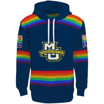 custom marquette golden eagles rainbow stripes blue hoodie best selling