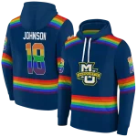 custom marquette golden eagles rainbow stripes blue hoodie best selling