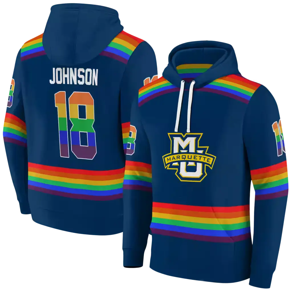 custom marquette golden eagles rainbow stripes blue hoodie fashion forward custom marquette golden eagles rainbow stripes blue hoodie fashion forward