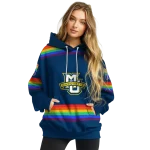custom marquette golden eagles rainbow stripes blue hoodie best selling