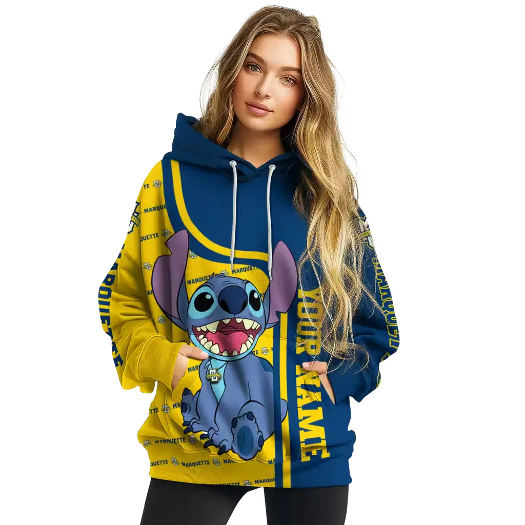 custom marquette golden eagles stitch blue hoodie high quality custom marquette golden eagles stitch blue hoodie high quality