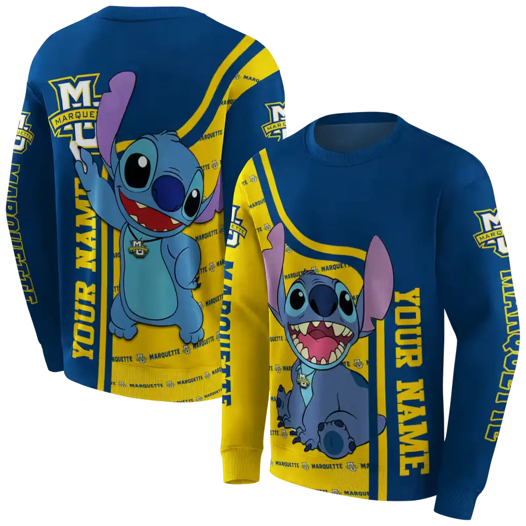 custom marquette golden eagles stitch blue hoodie premium grade custom marquette golden eagles stitch blue hoodie premium grade