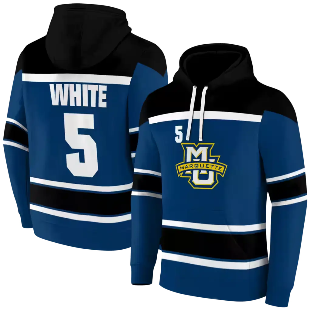 custom marquette golden eagles striped pattern blue hoodie fashion forward custom marquette golden eagles striped pattern blue hoodie fashion forward