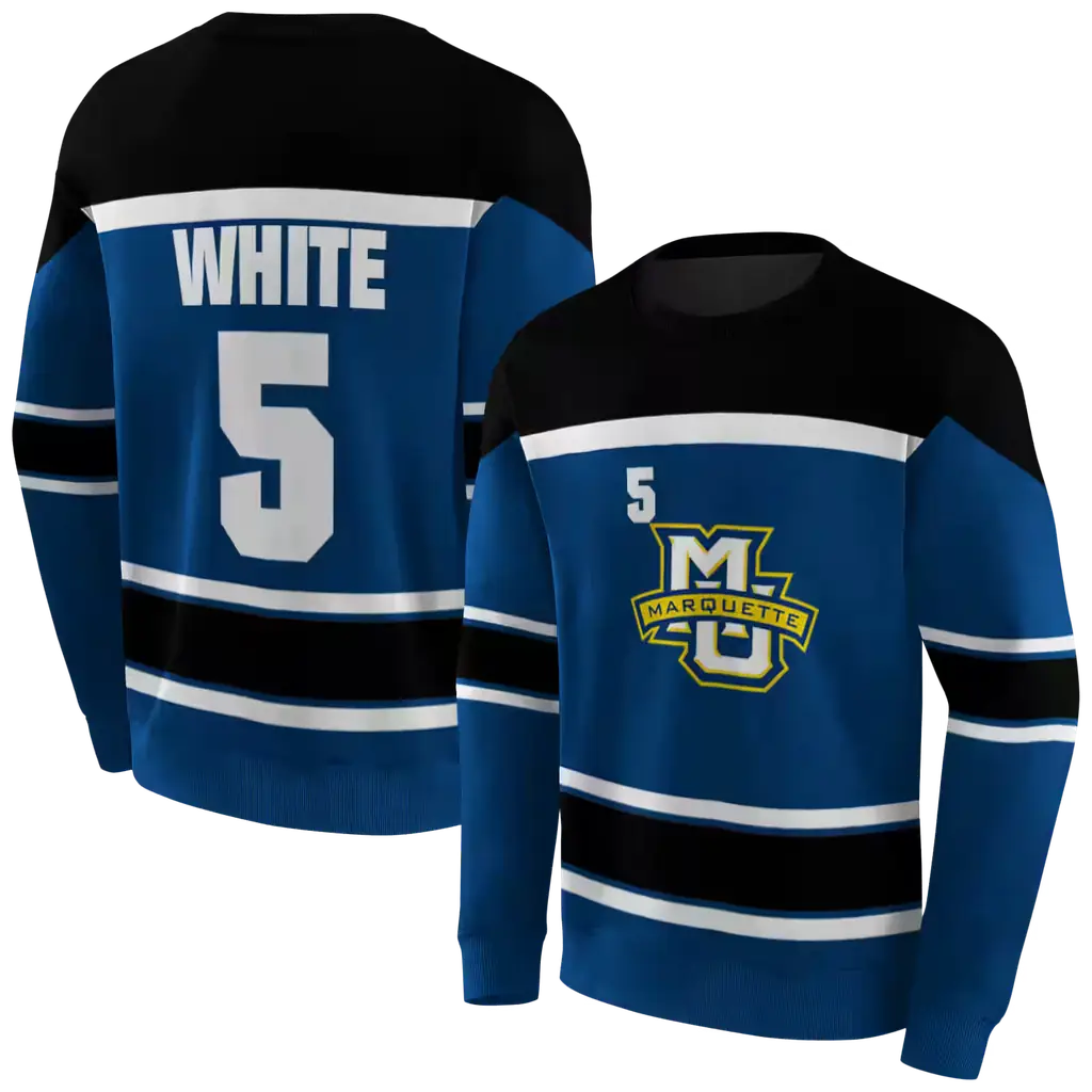 custom marquette golden eagles striped pattern blue hoodie premium grade custom marquette golden eagles striped pattern blue hoodie premium grade