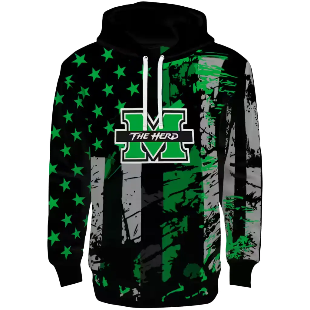 custom marshall thundering herd distressed flag green black hoodie best selling custom marshall thundering herd distressed flag green black hoodie best selling
