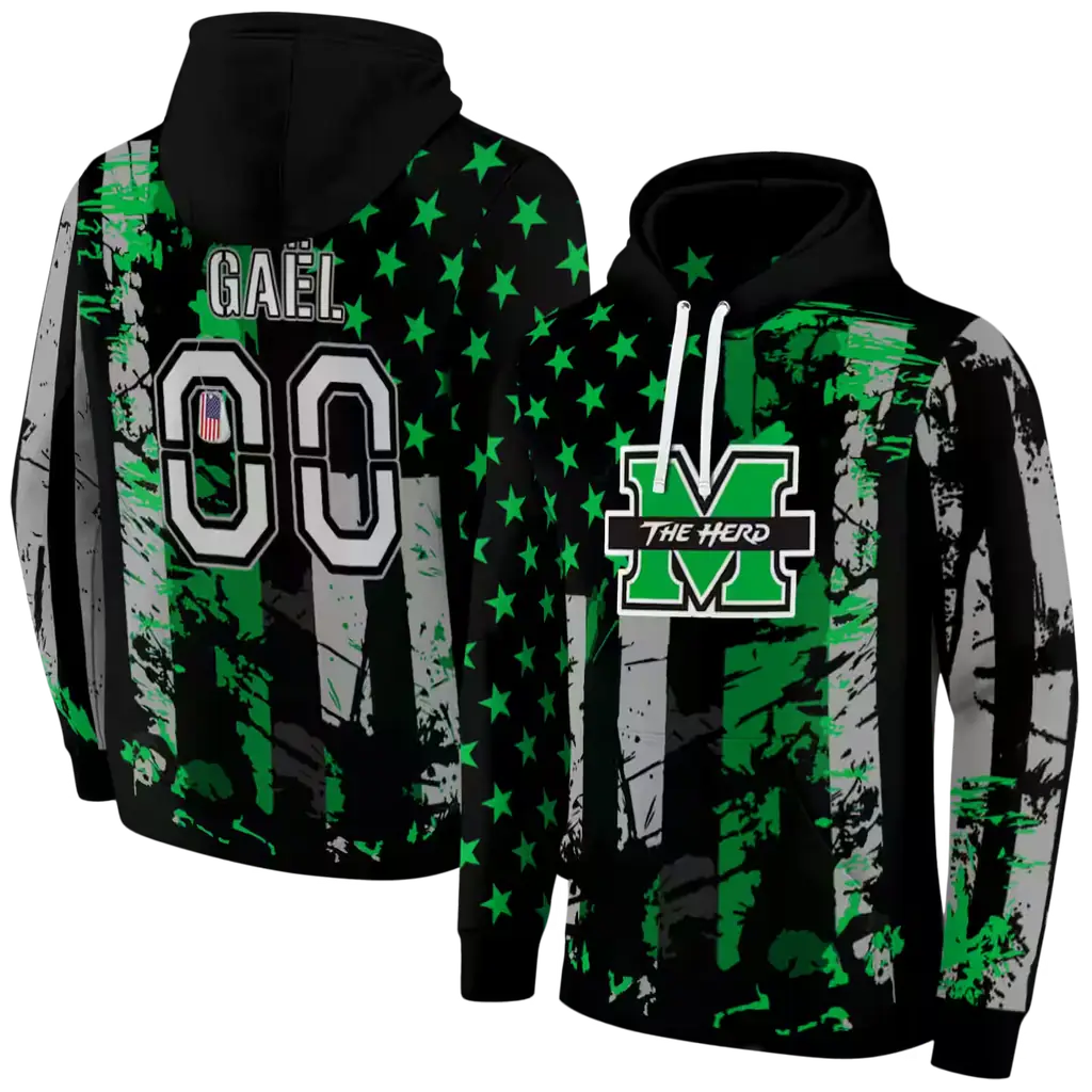 custom marshall thundering herd distressed flag green black hoodie fashion forward custom marshall thundering herd distressed flag green black hoodie fashion forward
