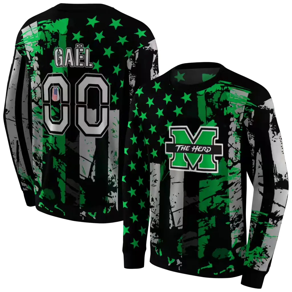 custom marshall thundering herd distressed flag green black hoodie premium grade custom marshall thundering herd distressed flag green black hoodie premium grade