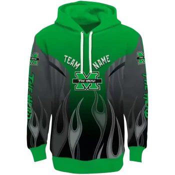 custom marshall thundering herd flame design green hoodie best selling