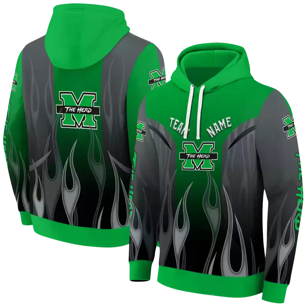 custom marshall thundering herd flame design green hoodie fashion forward custom marshall thundering herd flame design green hoodie fashion forward