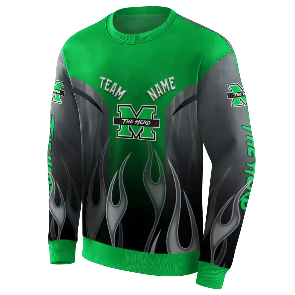 custom marshall thundering herd flame design green hoodie new arrival custom marshall thundering herd flame design green hoodie new arrival
