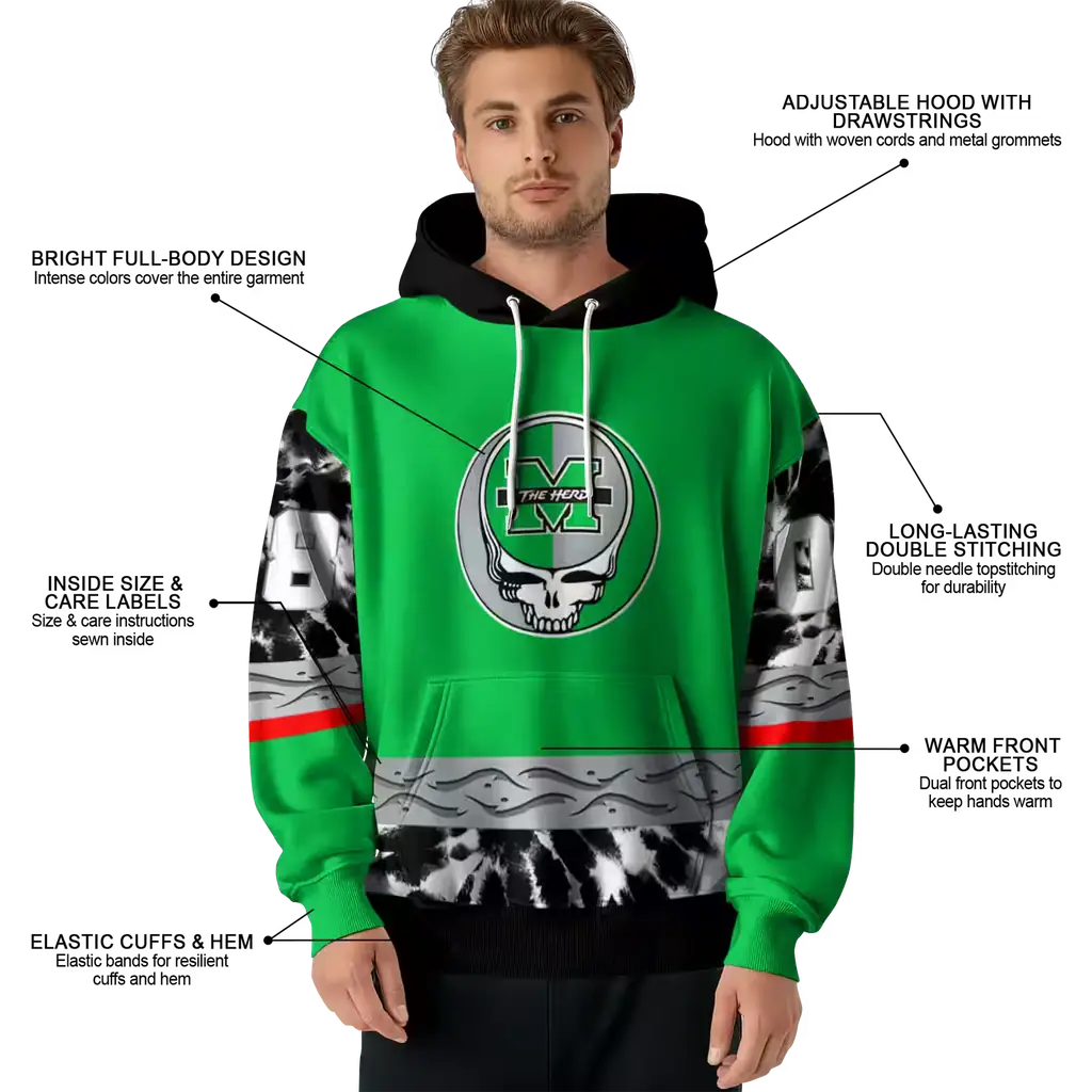 custom marshall thundering herd grateful vibes green hoodie latest model custom marshall thundering herd grateful vibes green hoodie latest model