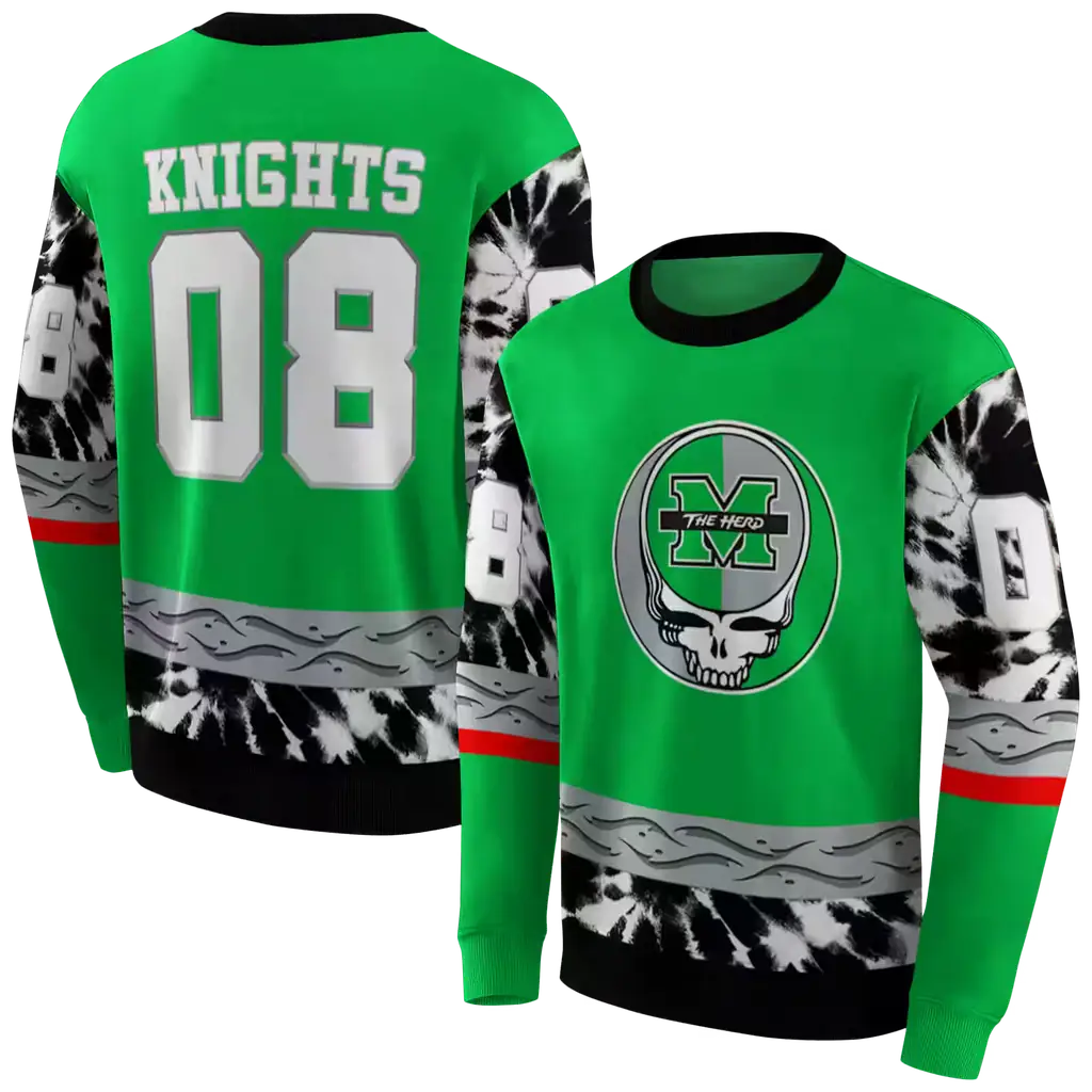 custom marshall thundering herd grateful vibes green hoodie premium grade custom marshall thundering herd grateful vibes green hoodie premium grade