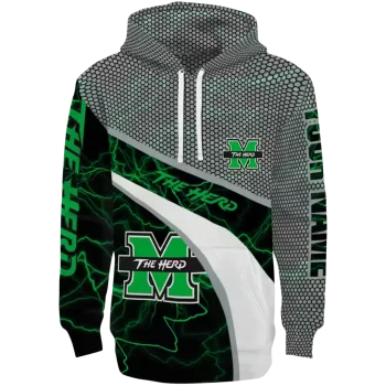 custom marshall thundering herd hexagonal mesh green black gray hoodie best selling