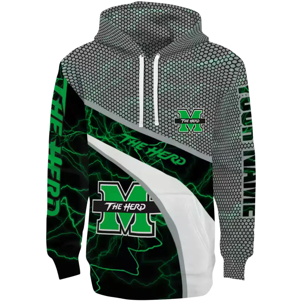 custom marshall thundering herd hexagonal mesh green black gray hoodie best selling custom marshall thundering herd hexagonal mesh green black gray hoodie best selling