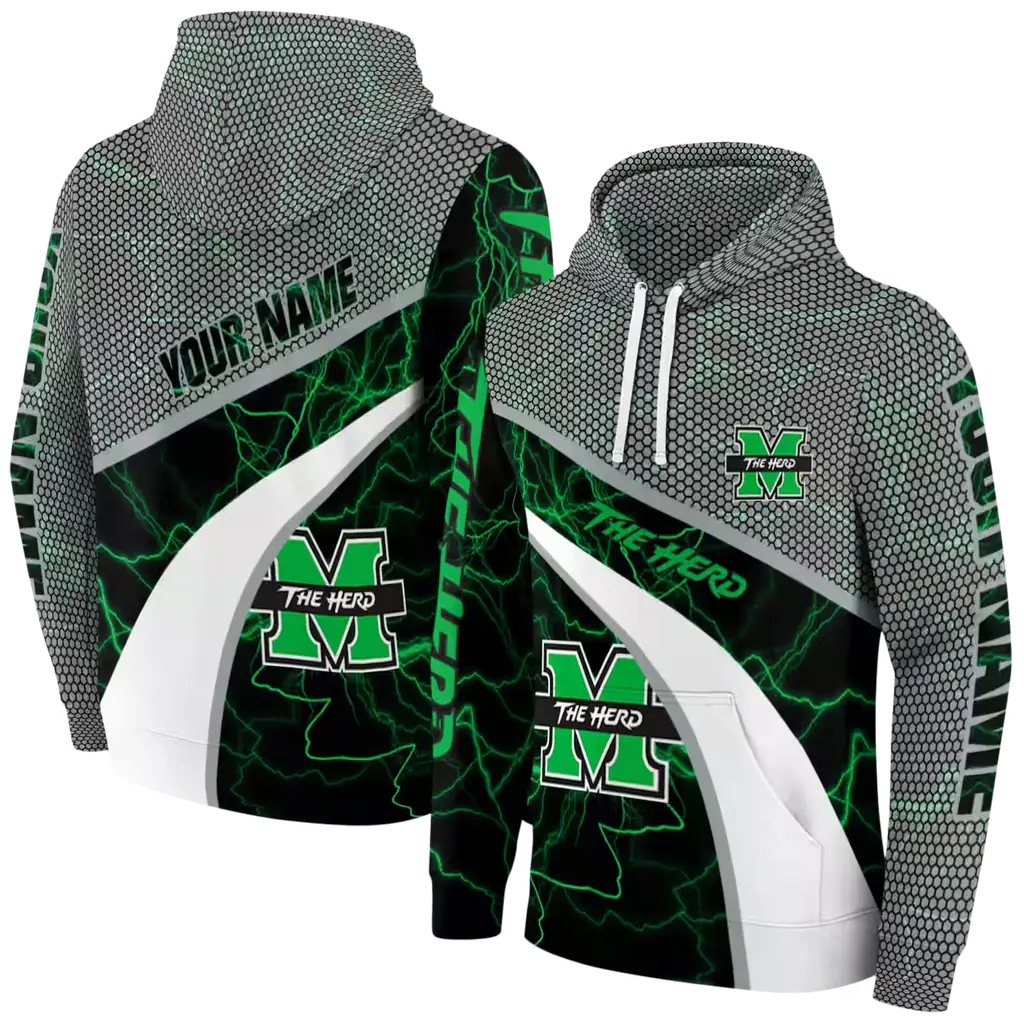 custom marshall thundering herd hexagonal mesh green black gray hoodie fashion forward custom marshall thundering herd hexagonal mesh green black gray hoodie fashion forward