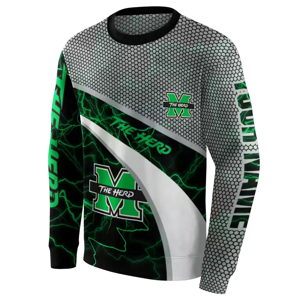 custom marshall thundering herd hexagonal mesh green black gray hoodie new arrival custom marshall thundering herd hexagonal mesh green black gray hoodie new arrival