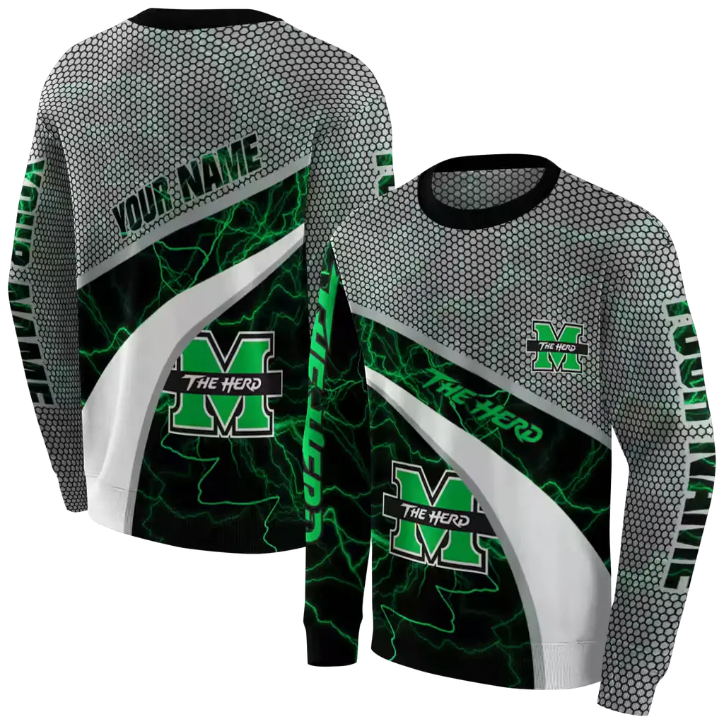 custom marshall thundering herd hexagonal mesh green black gray hoodie premium grade custom marshall thundering herd hexagonal mesh green black gray hoodie premium grade