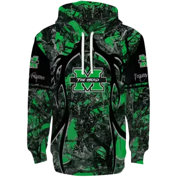 custom marshall thundering herd hunting theme green black hoodie best selling