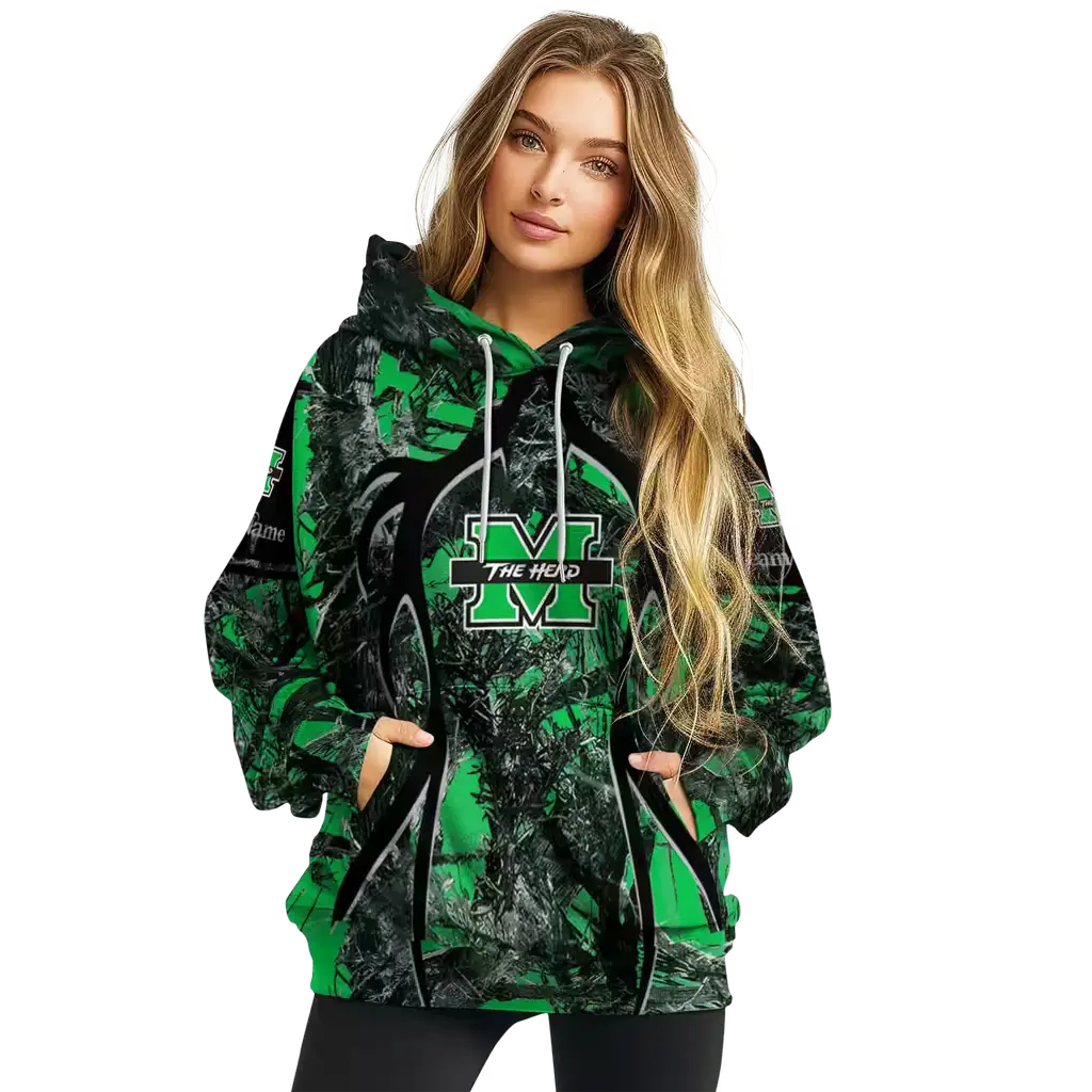 custom marshall thundering herd hunting theme green black hoodie high quality custom marshall thundering herd hunting theme green black hoodie high quality