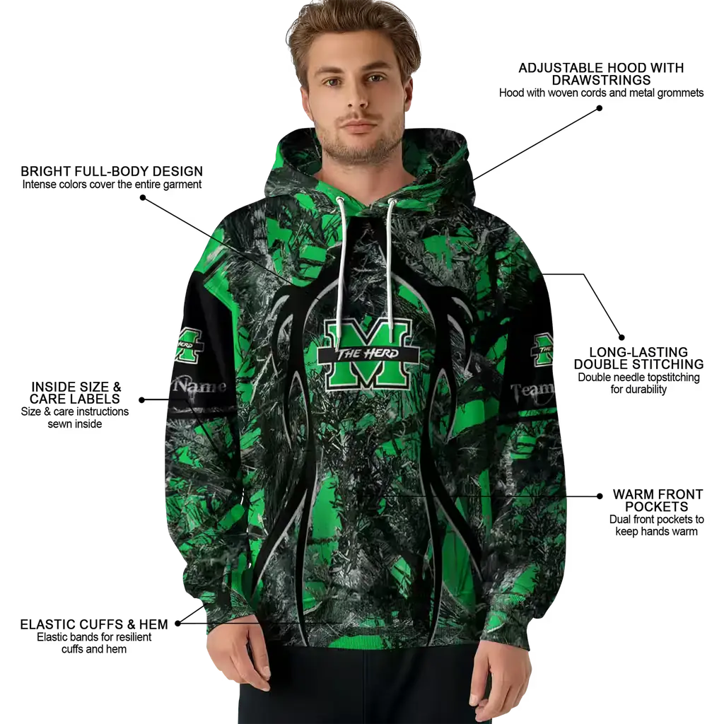 custom marshall thundering herd hunting theme green black hoodie latest model custom marshall thundering herd hunting theme green black hoodie latest model