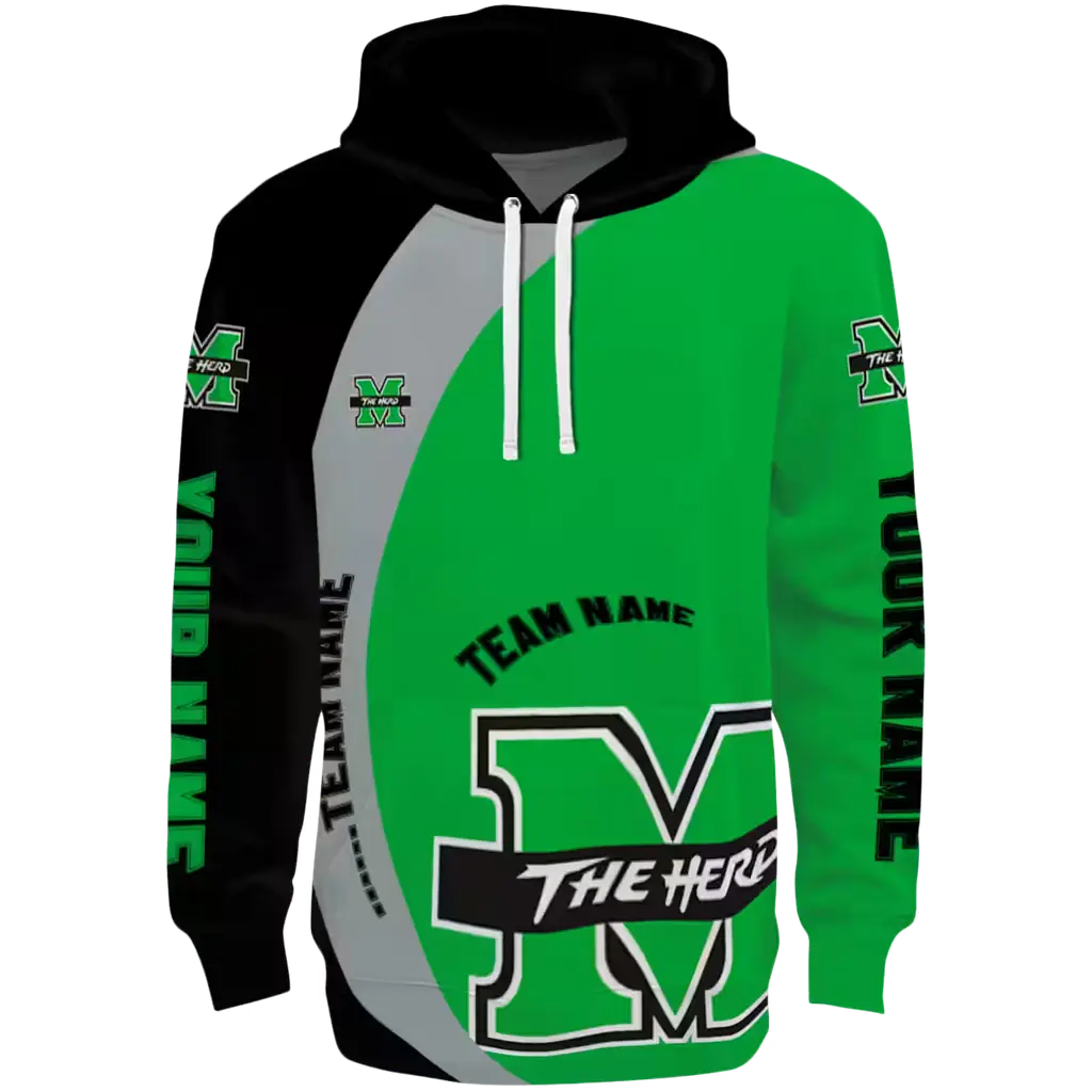 custom marshall thundering herd minimalist design green black hoodie best selling custom marshall thundering herd minimalist design green black hoodie best selling
