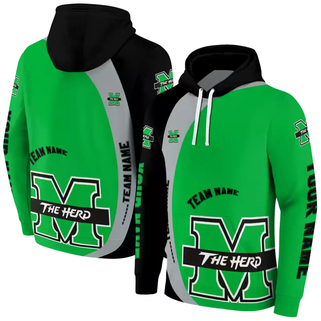 custom marshall thundering herd minimalist design green black hoodie fashion forward custom marshall thundering herd minimalist design green black hoodie fashion forward