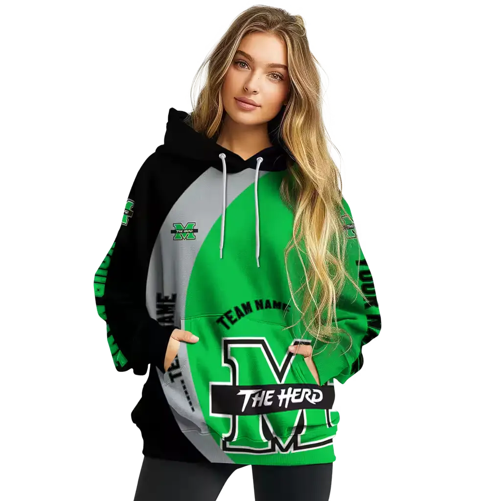 custom marshall thundering herd minimalist design green black hoodie high quality custom marshall thundering herd minimalist design green black hoodie high quality