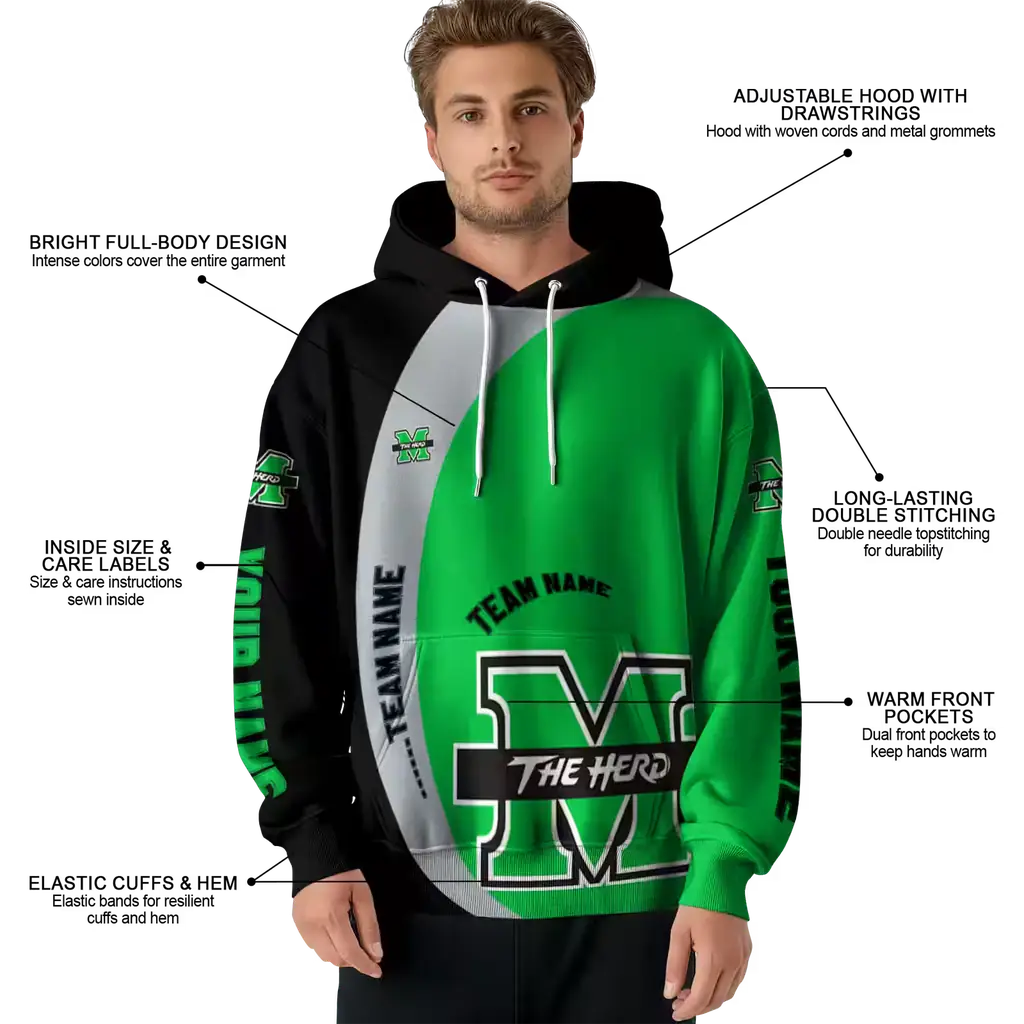 custom marshall thundering herd minimalist design green black hoodie latest model custom marshall thundering herd minimalist design green black hoodie latest model