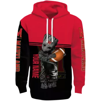 custom maryland terrapins baby groot red black hoodie best selling