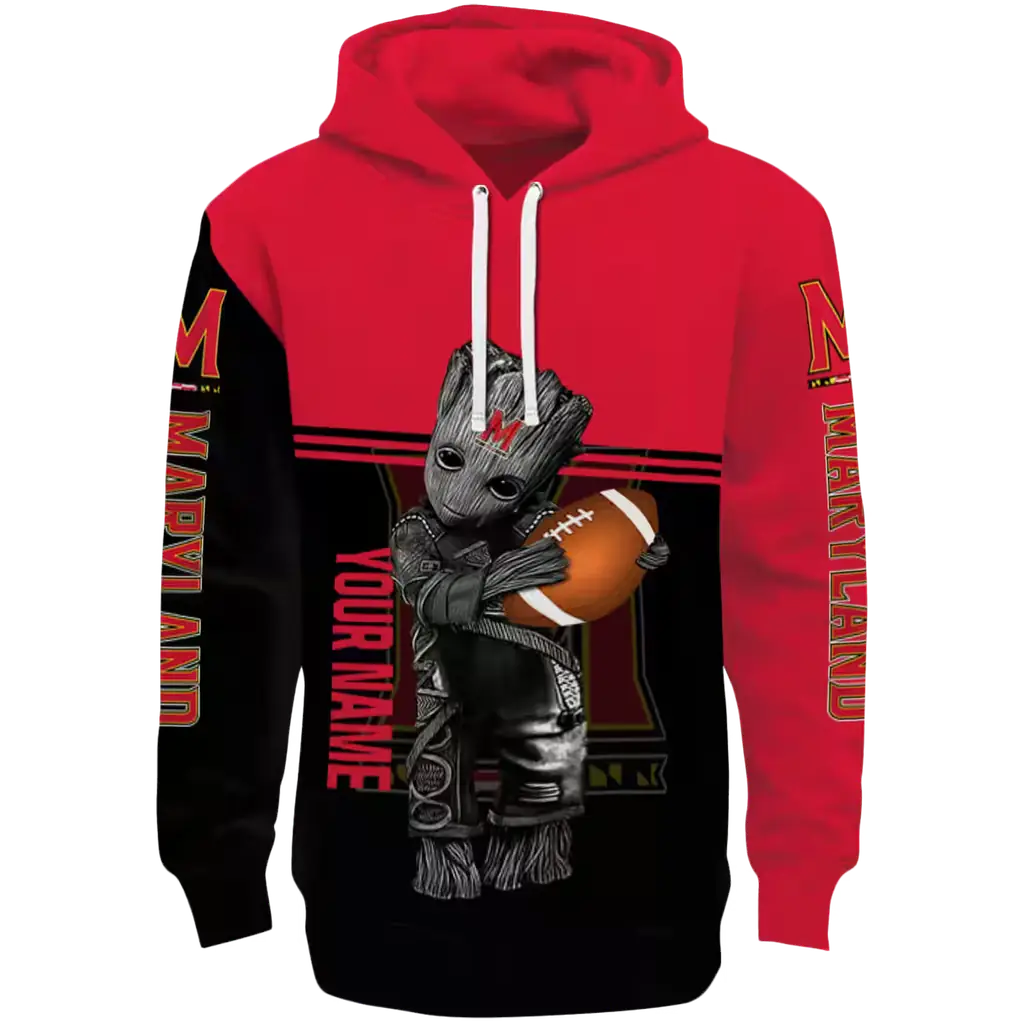 custom maryland terrapins baby groot red black hoodie best selling custom maryland terrapins baby groot red black hoodie best selling