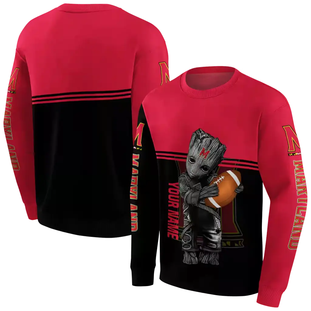 custom maryland terrapins baby groot red black hoodie premium grade custom maryland terrapins baby groot red black hoodie premium grade