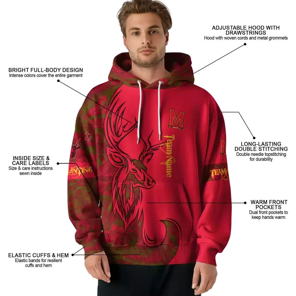 custom maryland terrapins deer silhouette red hoodie latest model custom maryland terrapins deer silhouette red hoodie latest model