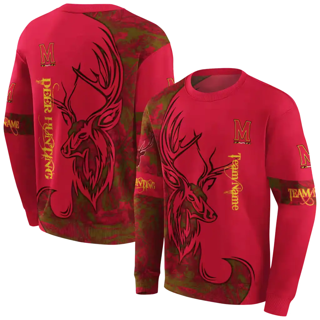 custom maryland terrapins deer silhouette red hoodie premium grade custom maryland terrapins deer silhouette red hoodie premium grade