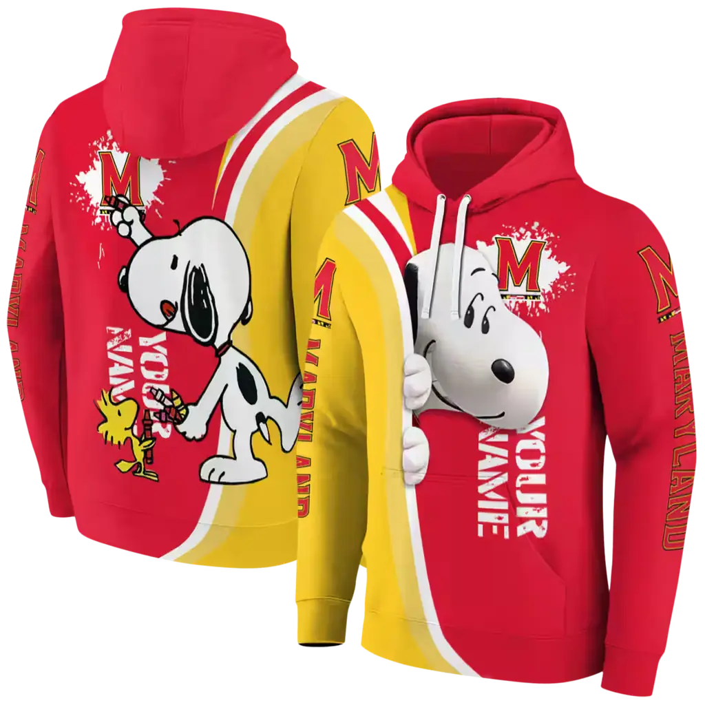 custom maryland terrapins peeking snoopy red hoodie fashion forward custom maryland terrapins peeking snoopy red hoodie fashion forward