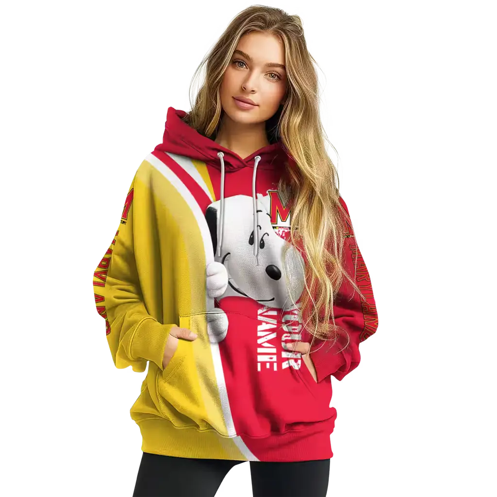 custom maryland terrapins peeking snoopy red hoodie high quality custom maryland terrapins peeking snoopy red hoodie high quality